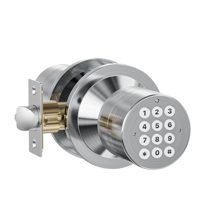 HIDALIFE Door Knob with Keypad  Door Lock with Code  Keypad Door Lock with Handle  Keyless Entry Door Lock for Front Door Garage Home Apartment  Satin Chrome - Image 1